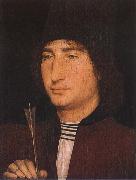 Hans Memling Portratt of Monday with arrow oil painting reproduction
